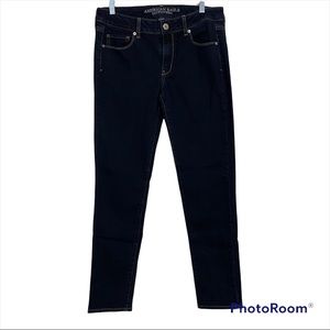 American Eagle Stretch Skinny Jeans Size 10 Long Dark Wash Denim